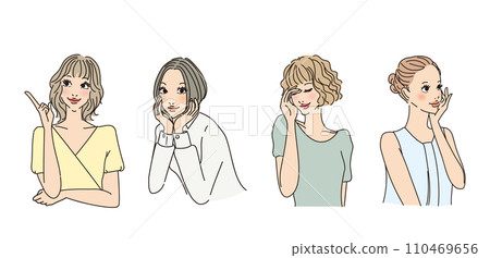 Stylish female upper body with various expressions Stylish female upper body with various expressions 110469656