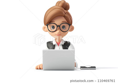 Female staff and PC 110469761