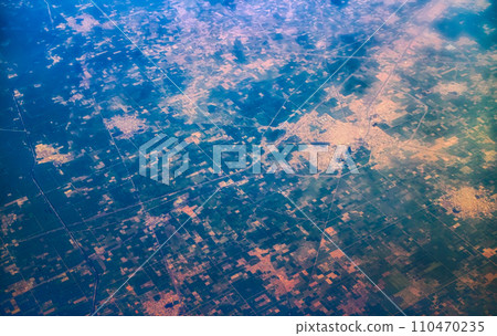 Indian territory near Delhi. View from bird flight Indian territory near Delhi. View from bird flight 110470235