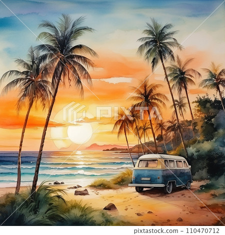 landscape view drawing palm with sunset or sunrise background vector  illustration concept romantic 7862029 Vector Art at Vecteezy