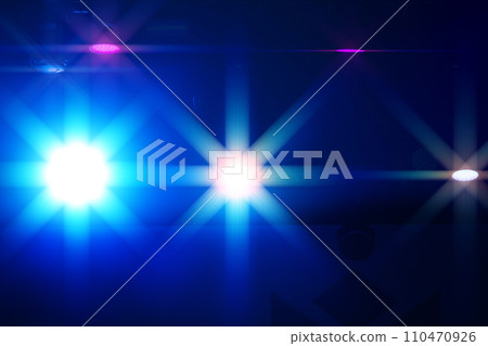 Bright multi-colored iridescent lights of stage lighting. Background scene, performance. Concert light. 110470926