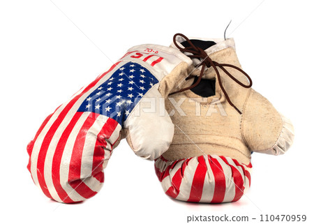 Boxing gloves with USA flag on white background 110470959