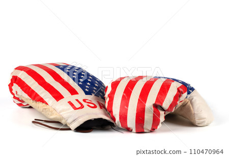 Boxing gloves with USA flag on white background 110470964