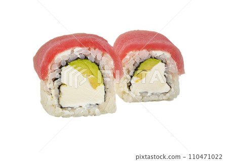 Sushi rolls on a white background. Sushi rolls on a white background. 110471022