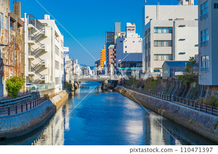 俯瞰堀川沿岸的和歌山市街景 俯瞰堀川沿岸的和歌山市街景 110471397
