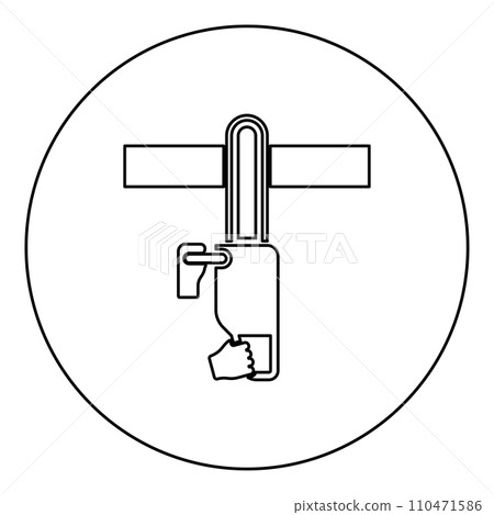 Chainsaw sawing board woodchopper concept lumberjack arborist cutting deforestation prunes sprinking icon in circle round black color vector illustration image outline contour line thin style Chainsaw sawing board woodchopper concept lumberjack arborist cutting deforestation prunes sprinking icon in circle round black color vector illustration image outline contour line thin style 110471586