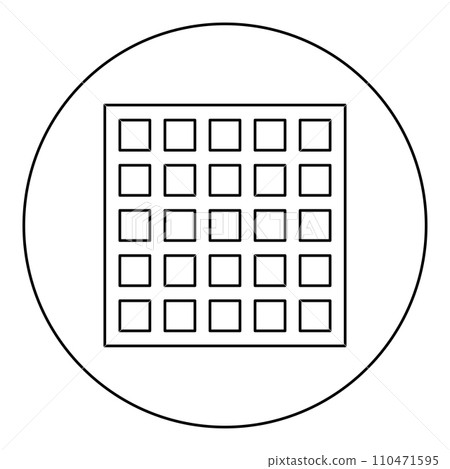 Grating grate lattice trellis net mesh BBQ grill grilling surface square shape icon in circle round black color vector illustration image outline contour line thin style Grating grate lattice trellis net mesh BBQ grill grilling surface square shape icon in circle round black color vector illustration image outline contour line thin style 110471595