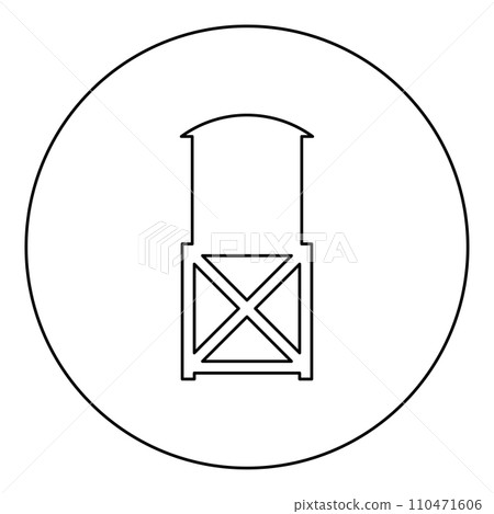 Water tower elevated industrial construction tank icon in circle round black color vector illustration image outline contour line thin style 110471606