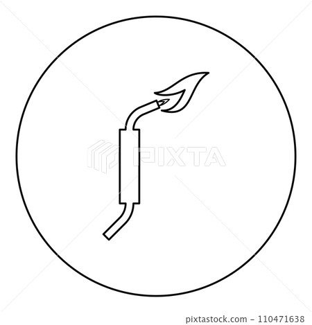 Gas burner blowtorch with flame industrial equipment icon in circle round black color vector illustration image outline contour line thin style 110471638
