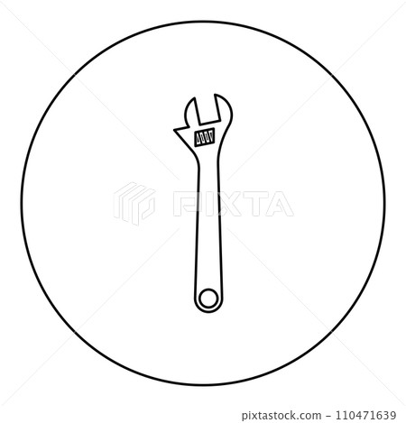 Monkey wrench adjustable spanner divorce key icon in circle round black color vector illustration image outline contour line thin style Monkey wrench adjustable spanner divorce key icon in circle round black color vector illustration image outline contour line thin style 110471639