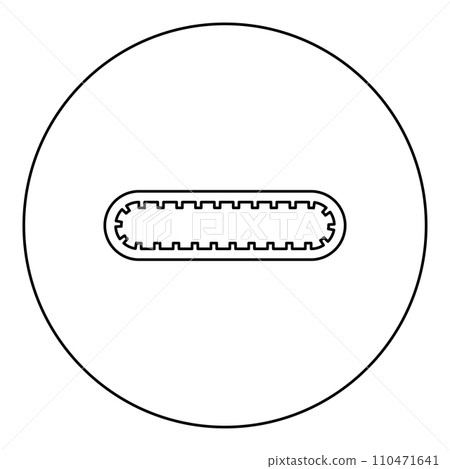 Strap for engine toothed belt for gear cambelt timing gas distribution mechanism icon in circle round black color vector illustration image outline contour line thin style Strap for engine toothed belt for gear cambelt timing gas distribution mechanism icon in circle round black color vector illustration image outline contour line thin style 110471641