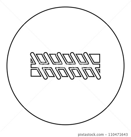 Reinforcement bar rebar ribbed metal rod icon in circle round black color vector illustration image outline contour line thin style 110471643