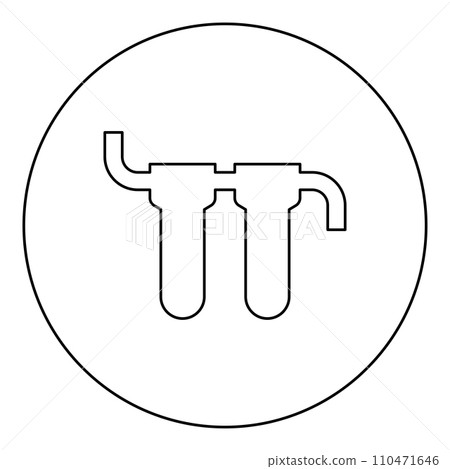 Water filters to purify drinking icon in circle round black color vector illustration image outline contour line thin style 110471646