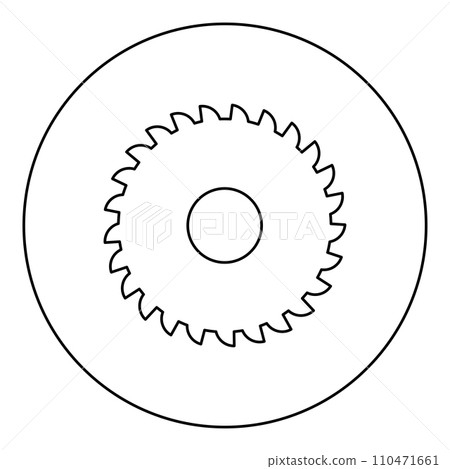 Round knife millstone circular saw disc icon in circle round black color vector illustration image outline contour line thin style 110471661