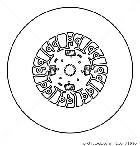 Car clutch disk cover cohesion transmission auto part plate kit repair service icon in circle round black color vector illustration image outline contour line thin style 110471680