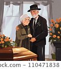elderly couple at funeral parlor 110471838