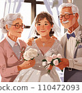An elderly couple happy about their grandchild's marriage 110472093