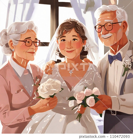一對老夫婦對孫子的婚姻感到高興 一對老夫婦對孫子的婚姻感到高興 110472093