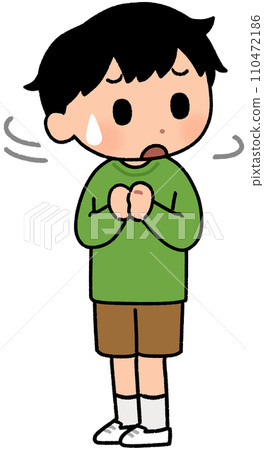 A boy looking around anxiously - Stock Illustration [110472186] - PIXTA