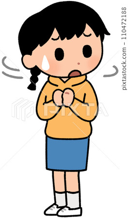 A girl looking around anxiously 110472188