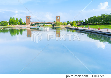 Toyama Prefecture, Tomiwa Canal Kansui Park scenery 110472496