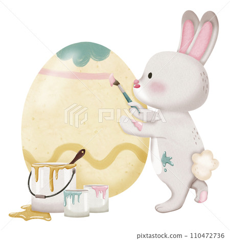Easter rabbit painting Easter eggs 110472736