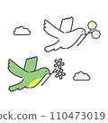 鳥兒嘴裡叼著花在天上飛翔 110473019