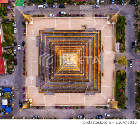 Aerial view of Wat Nong Waeng, also known as Phra Mahathat Kaen Nakhon, in Khon Kaen, Thailand Aerial view of Wat Nong Waeng, also known as Phra Mahathat Kaen Nakhon, in Khon Kaen, Thailand 110473036