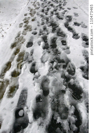Sidewalk is not cleaned after snowfall, foot prints Sidewalk is not cleaned after snowfall, foot prints 110473465