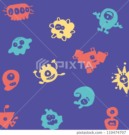 Alien background colorful pop simple cute illustration 110474707