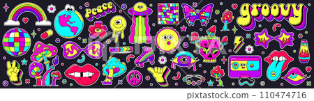 Neon colored objects. 110474716