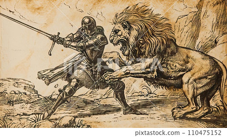 medieval style scene with fight 110475152