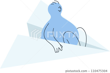 Man flying in the sky with a paper airplane 110475304