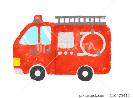 Fire engine illustration crayon touch 110475413