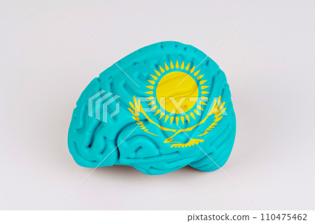 On a white background, a model of the brain with a picture of a flag - Kazakhstan On a white background, a model of the brain with a picture of a flag - Kazakhstan 110475462