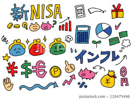 Handwritten illustration set about money Handwritten illustration set about money 110475496