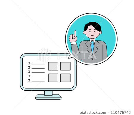 A man giving information online A man giving information online 110476743