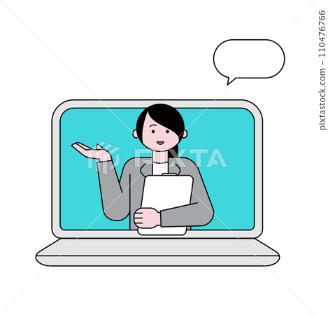 A woman giving information online A woman giving information online 110476766
