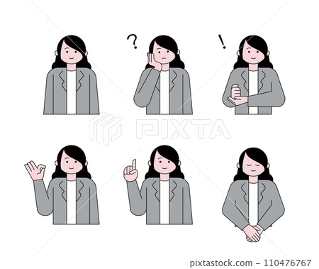 Illustration set of women with various expressions 110476767