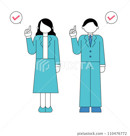 Illustration of a woman and a man being careful Illustration of a woman and a man being careful 110476772