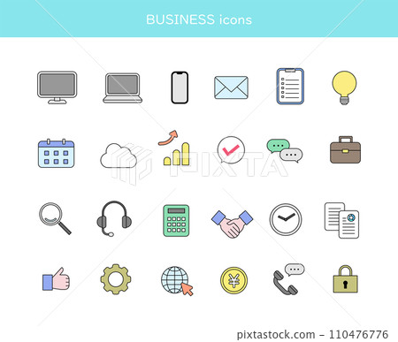 Business scene icon set Business scene icon set 110476776