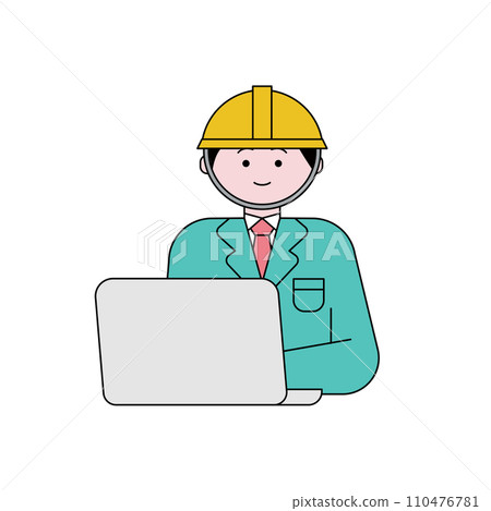 worker working on a laptop worker working on a laptop 110476781