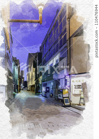 Watercolor style Fukui Kitanosho Street Fukui City, Fukui Prefecture 110476944