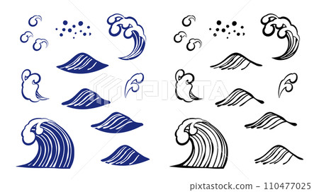 手繪日式波浪素材套裝 110477025