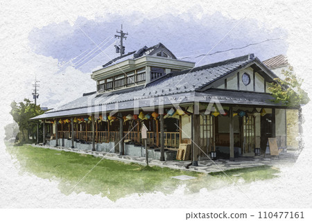 Watercolor style Echizen Awara Onsen Ashyu Awara City, Fukui Prefecture 110477161