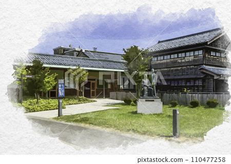 Watercolor style Echizen Awara Onsen Fujino Genkuro Memorial Museum Awara City, Fukui Prefecture Watercolor style Echizen Awara Onsen Fujino Genkuro Memorial Museum Awara City, Fukui Prefecture 110477258