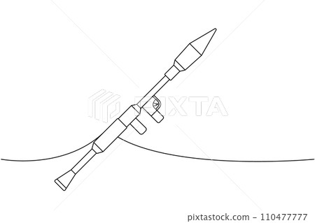 Soviet anti-tank grenade launcher one line continuous drawing. Various modern weapons continuous one line illustration. Vector linear illustration. 110477777
