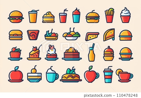 Food and drink icon. Restaurant line icons set. Food and drink icon. Restaurant line icons set. 110478248