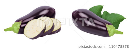 Eggplant or aubergine isolated on white background with full depth of field Eggplant or aubergine isolated on white background with full depth of field 110478878