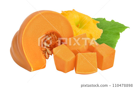 Fresh orange pumpkin isolated on white background with  full depth of field 110478898